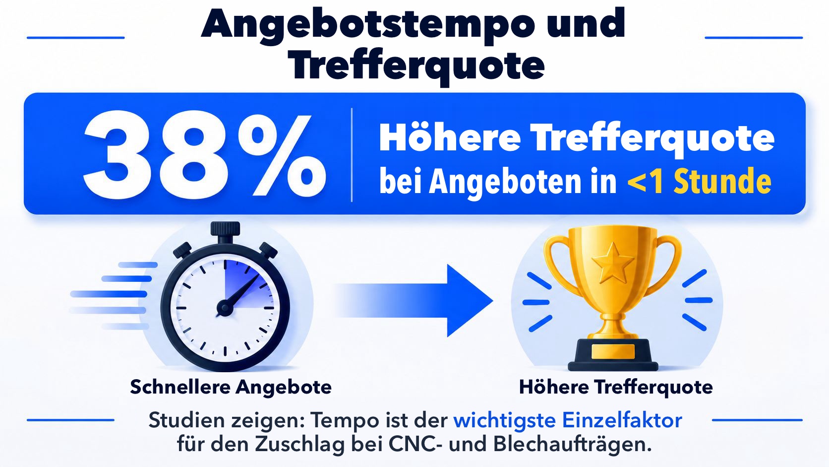 Infografik, die zeigt, dass Angebote, die in weniger als einer Stunde verschickt werden, zu einer um 38 Prozent höheren Trefferquote führen.